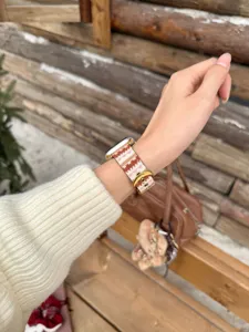 Autumn winter striped woven watch band compatible with Apple Watch series stylish strap