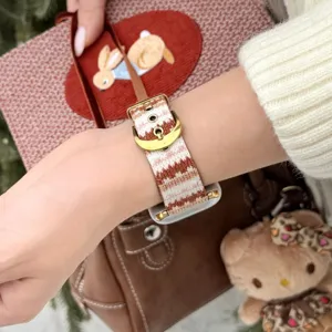Autumn winter striped wave watch band compatible with Apple Watch Series 10 9 8 SE main view.