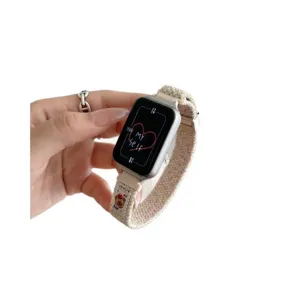 Woven replacement watch strap for Huawei watch with cute bear pattern and comfortable fit.