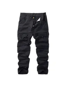 Pantaloni Cargo Casual da Uomo Tasche Multiple Vestibilità Dritta Asciugatura Rapida Sottile per Sport all'Aperto Autunno Quotidiano