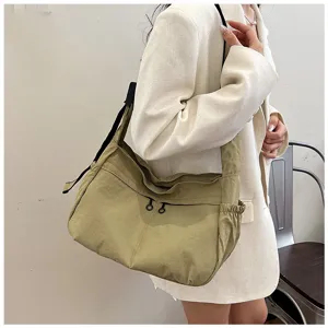 Casual nylon crossbody shoulder bag with large capacity and multi pockets for daily commute