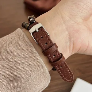 Cinturino per orologio in pelle con perline di cristallo, elegante cinturino di ricambio.
