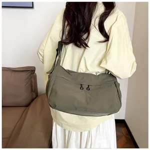 Stylish casual nylon crossbody bag for women, large capacity shoulder commuting bag.