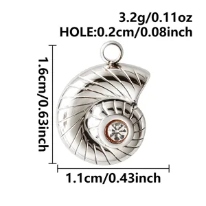 Pendentif coquillage nautile en acier inoxydable avec cristal, accessoire de bijoux DIY.