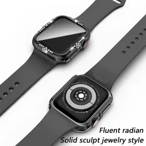 Apple Watch Glitzer Schutzhülle Bumper Strass Diamant Fall 44mm Zubehör abdeckung