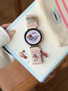 Bracelet de montre de rechange en nylon tissé avec broderie de chiot pour montres.