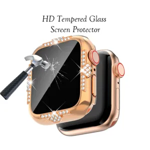Diamantvergulde gehard glas scherm beschermhoes voor smartwatch luxe accessoire