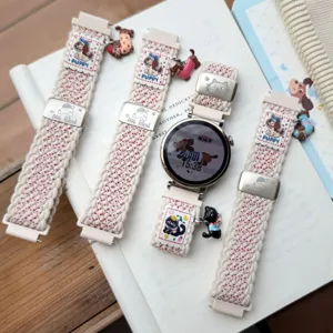 Bracelet de montre en nylon tressé avec de charmants pendentifs de chien, bande de rechange.