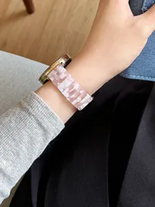 Rosa weiße Harz Uhrenarmband kompatibel mit Smartwatch Luxus Ersatzband Accessoire