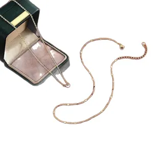 Collana con Zircone a Doppio Strato in Oro Rosa Catena a Stationi Gioielli Moda Donna