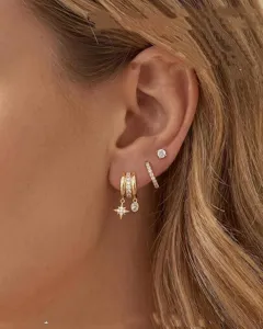 14k plaque or laiton etoile zircon boucles d'oreilles set minimaliste tendance bijoux