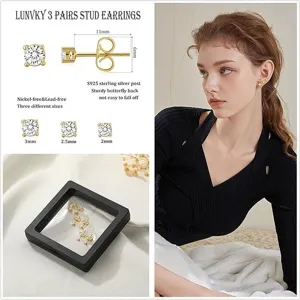 Set orecchini a lobo in ottone placcato oro 14K con perno in argento S925 tre misure.