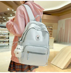 Grande capacita zaino scolare minimalista monocolore donna studentessa viaggio casual