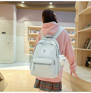 Grande capacita zaino minimalista in tinta unita da donna borsa da viaggio casual.