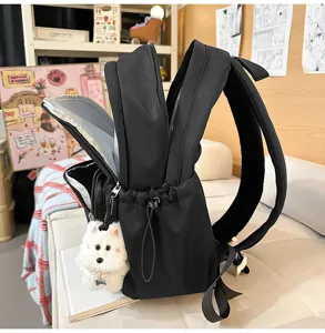 Zaino nero minimalista di grande capacita borsa da viaggio casual con ciondolo cane