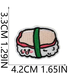 Cute Sushi Embroidered Patch Cartoon Cloth Sticker DIY Apparel Bag Decoration 4.2cm