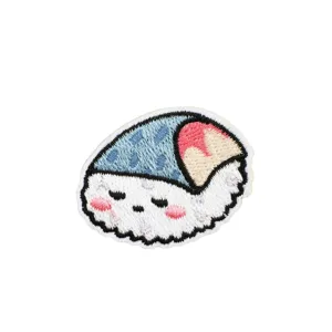 Cute cartoon sushi embroidery patch, DIY decorative fabric applique for clothes, bags and hats.