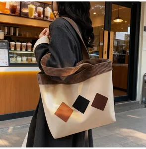 Casual large capacity canvas tote bag Japanese style student shoulder bag daily handbag