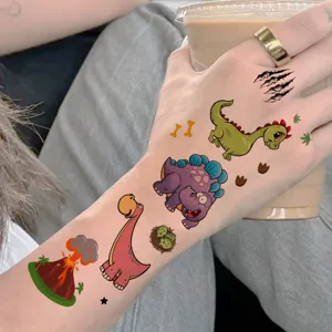 Cute colorful dinosaur temporary tattoos for hand back and body art decoration waterproof stickers