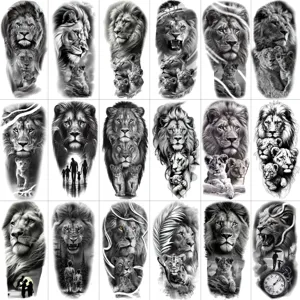 Waterproof Temporary Tattoo Sticker Realistic Lion Family Design For Arm And Leg Body Art Men Women Fashion Decor