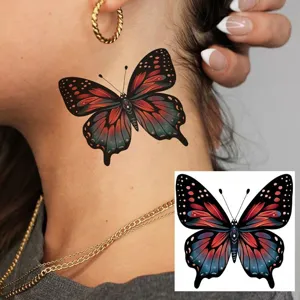 Butterfly temporary tattoo sticker for neck and hand body art waterproof fake tattoo.