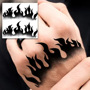 Waterproof black flame tattoo sticker for hand body art temporary transfer cool design