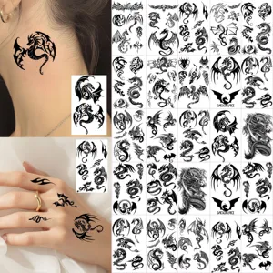 Temporary Tattoo Sticker Waterproof Black Dragon Totem Body Art Fake Tattoo For Men Women Party Body Decoration
