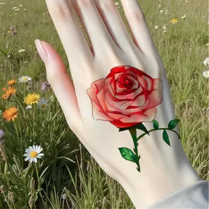 Adesivo tatuaggio temporaneo rosa per mano collo corpo arte impermeabile stile moda