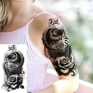 Adesivo per tatuaggio temporaneo angelo nero cuore rosa design body art impermeabile