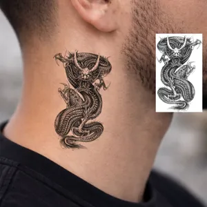 Temporary dragon tattoo sticker for neck and hand, waterproof body art transfer sticker for all.