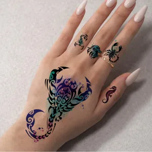 Waterproof temporary scorpion tattoo stickers for hand and body art fashion decoration.