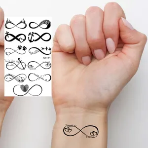 Adesivo per tatuaggio temporaneo impermeabile cuore infinito per dito e polso set.