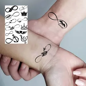 Adesivi per tatuaggi temporanei impermeabili con simboli dell'infinito e delfini per polso.
