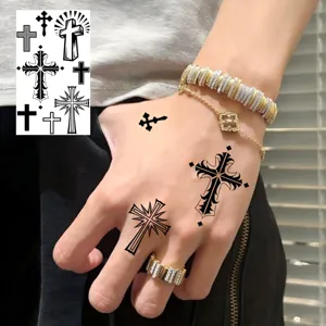 Autocollants de tatouage temporaire en croix pour la main art corporel imperméable style.