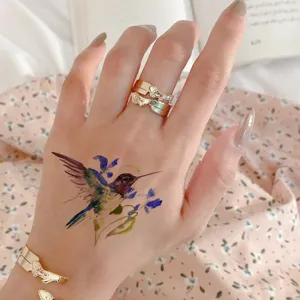 Waterproof watercolor hummingbird temporary tattoo sticker for hand body art body decoration
