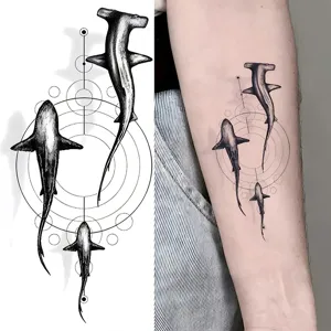 Marine animal hammerhead shark temporary tattoo sticker geometric design for arm back