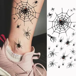Halloween temporary spider web tattoo stickers, waterproof fake body art for arms and legs.