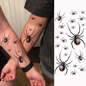 Halloween temporary spider tattoo stickers waterproof arm body art fake tattoos decors