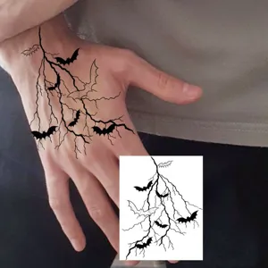 Tatuaggio temporaneo Halloween pipistrello fulmine adesivo per mano corpo arte impermeabile 1pz