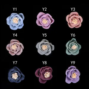 Artificial fabric flower corsage for wedding groom bride, multi-color variant set, elegant design.