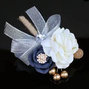 Korean style wedding bride and groom corsage suit accessory artificial flower brooch for men.