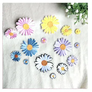 Patch brodé pâquerette coloré appliques florales mignonnes pour vêtements et couture.