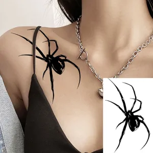 Halloween black spider temporary tattoo sticker waterproof body art for party decoration