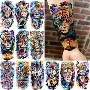 Watercolor Animal Temporary Tattoo Sticker Waterproof Temporary Body Art Tattoo For Arm Leg Men Women