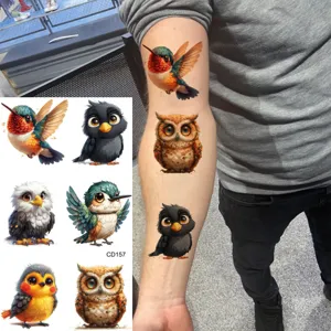 Adesivi per tatuaggi temporanei di animali carini con trasferimento d'acqua per braccio