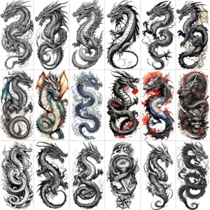 Waterproof Temporary Dragon Totem Tattoo Sticker Realistic Fake Body Art Tattoo For Arm And Calf Men And Women