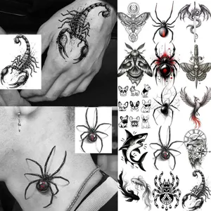 Halloween Animal Waterproof Temporary Tattoo Stickers Dark Gothic Spider Arm Body Art Fake Tattoos For Party