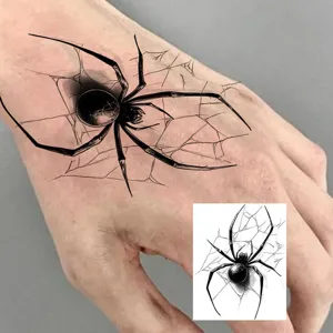 3D realistic black spider temporary tattoo sticker for hand and arm body art design