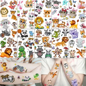 Water Transfer Waterproof Temporary Tattoo Stickers Cute Cartoon Animals Design Body Art Fake Tattoo For Hand Neck