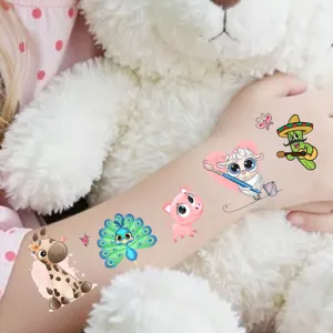 Cute colorful cartoon animal temporary tattoo stickers for hand, arm and body art